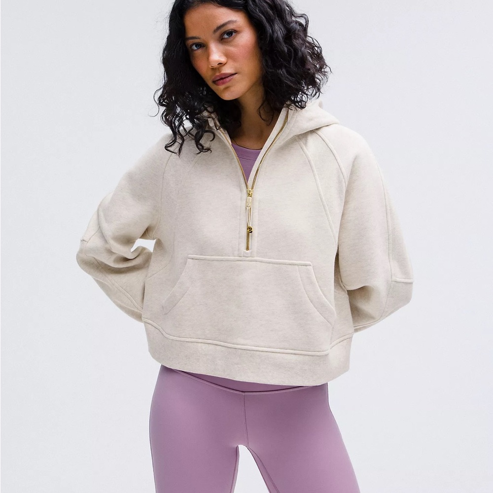 EUC lululemon scuba oversized half zip hoodie cream xs/s